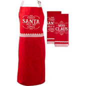 Design Imports Santa Chef Claus Apron and Dishtowel 3 pc. Kitchen Set