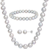 Sofia B. Silver Cultured Freshwater Pearl Necklace, Earring and Bracelet 3 pc. Set