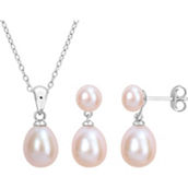 Sofia B. Sterling Silver Pink Cultured Freshwater Pearl 2 pc. Jewelry Set