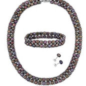 Sofia B. Black Freshwater Pearl Necklace Bracelet & Stud Earrings 3 pc. Set