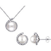 Sofia B. 10K White Gold 1/7 CTW Diamond Cultured Freshwater Pearl 2 pc. Jewelry Set