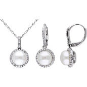 Sofia B. Sterling Silver 1/3 CTW Diamond Freshwater Pearl 2 pc. Jewelry Set
