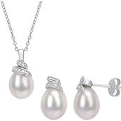 Sofia B. Sterling Silver Cultured Freshwater Pearl Diamond Accent 2 pc. Jewelry Set