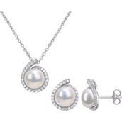 Sofia B. Cultured Freshwater Pearl Diamond Accent Earrings & Necklace 2 pc. Set