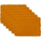 Design Imports Solid Pumpkin Spice Heavyweight Fringed Placemat 6 pk.