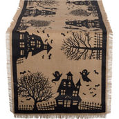 Design Imports Haunted House Burlap Table Runner 14x113