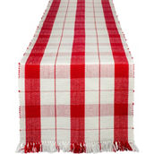 Design Imports 13 x 72 in. Red Tinsel Plaid Fringed Table Runner
