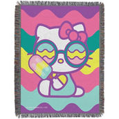 Northwest Hello Kitty Cool Kitty Woven Tapestry Throw Blanket