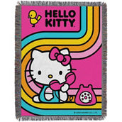 Northwest Hello Kitty Let's Chat Woven Tapestry Throw Blanket