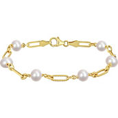 Sofia B. 18K Yellow Gold Over Sterling Silver Freshwater Pearl Oval Link Bracelet