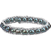 Sofia B. Sterling Silver Black Cultured Freshwater Pearl 8.5 in. Bangle Bracelet