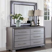 Furniture of America Raiden Gray 8 Drawer Dresser and Mirror with LED