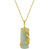 18K Yellow Gold Over Sterling Silver Jade Dragon Pendant
