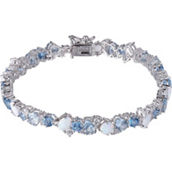 Sterling Silver Opal, White Sapphire and Spinel 7.25 in. Bracelet