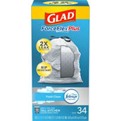 Glad ForceFlex Tall Kitchen Drawstring Odor Shield with Febreze 13 Gal. Bags 34 Pk.