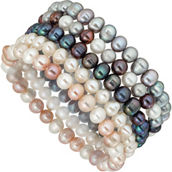 Multicolor 6-7mm Freshwater Cultured Pearl 5 pc. Stretch Bracelet Set
