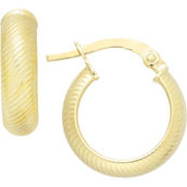 14K Gold 10 x 10 x 4mm Round Torchon Huggie Hoop Earrings