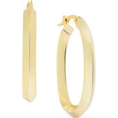 14K Yellow Gold 7 x 21 x 3mm Square Tube Polished Oval Hoop Earrings