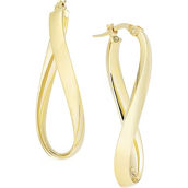 14K Yellow Gold 10 x 30 x 3mm Polished Twisted Oval Hoop Earrings