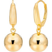 14K Yellow Gold 10mm Polished Bead Drop Earrings