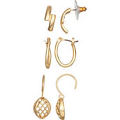 Napier Goldtone Hoop Drop Earrings 3 pc. Set