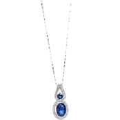 10K White Gold Sapphire Pendant with Diamond Accents