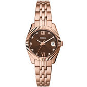 Fossil Scarlette Gold Tone Stainless Steel Three Hand Date Rose Watch ES5324