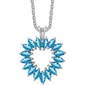 Sterling Silver Marquise Swiss Blue Topaz Heart Pendant