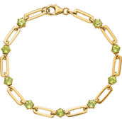 14K Yellow Gold Over Sterling Silver 5mm 3.6PE Peridot Paperclip Chain Bracelet
