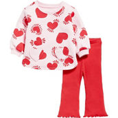 Old Navy Baby Girls Heart Pockets Top and Flare Leggings 2 pc. Set