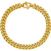24K Pure Gold 7.2mm Solid Curb Chain 8 in. Bracelet