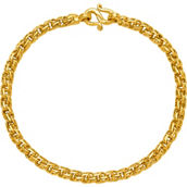 24K Pure Gold 4.4mm Solid Double Interlocking Curb Chain 8 in. Bracelet