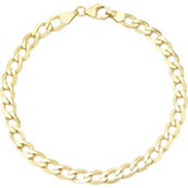 14K Yellow Gold 6mm Solid Open Curb Chain Bracelet 8 in.