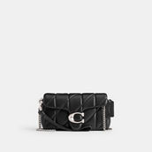 COACH Quilted Pillow Leather Tabby Wristlet with Chain, Black