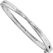 White Ice Sterling Silver Diamond Accent Crossover 7 in. Bangle Bracelet