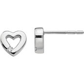 White Ice Rhodium Over Sterling Silver Diamond Accent Open Heart Post Earrings