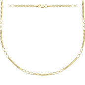 14K Gold 2.7mm 3-Station Curb Link Chain Necklace