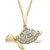 Timeless Love 10K Yellow Gold Diamond Accent Turtle Pendant