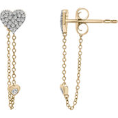 Timeless Love 10K Yellow Gold 1/4 CTW Diamond Heart Long Chain Earrings