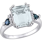 Sofia B. Sterling Silver Ice Aquamarine Sapphire and Diamond Accent Cocktail Ring