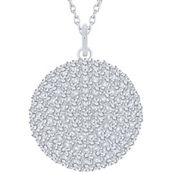 Sterling Silver 1/5 CTW Diamond Large Circle Pendant