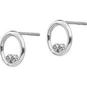 White Ice Sterling Silver Diamond Accent Open Circle Post Earrings