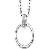 White Ice Sterling Silver Diamond Accent Open Oval Pendant