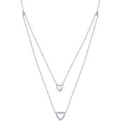 Sterling Silver 1/6 CTW Diamond Double Heart Necklace