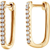10K Gold 1/5 CTW Diamond Paperclip Hoop Earrings