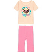 Pony Tails Little Girls Glitter Graphic Tee and Flare Leggings 2 pc. Set