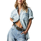 Free People We the Free The Short of It Denim Top