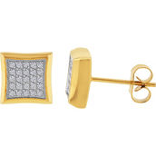 Yellow Gold Over Stainless Steel 1/4 CTW Diamond Earrings