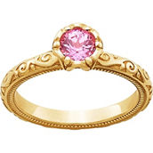 James Avery 14K Yellow Gold Lab-Created Pink Sapphire Cherished Birthstone Ring