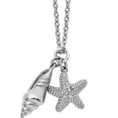 White Ice Sterling Silver Diamond Accent Shell and Starfish Pendant Necklace